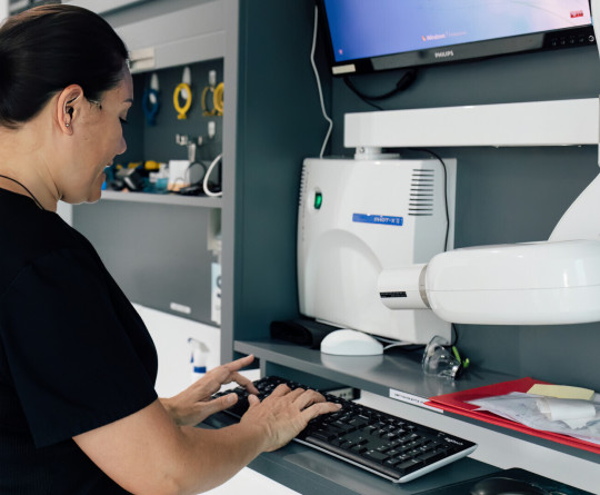 Healthcare worker at computer