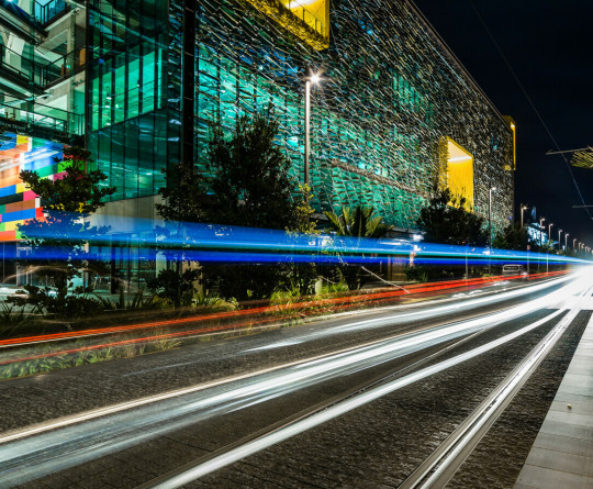 tram tracks in city
