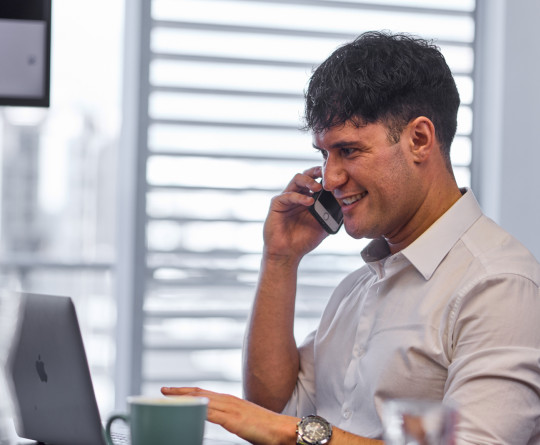 Young man on phone